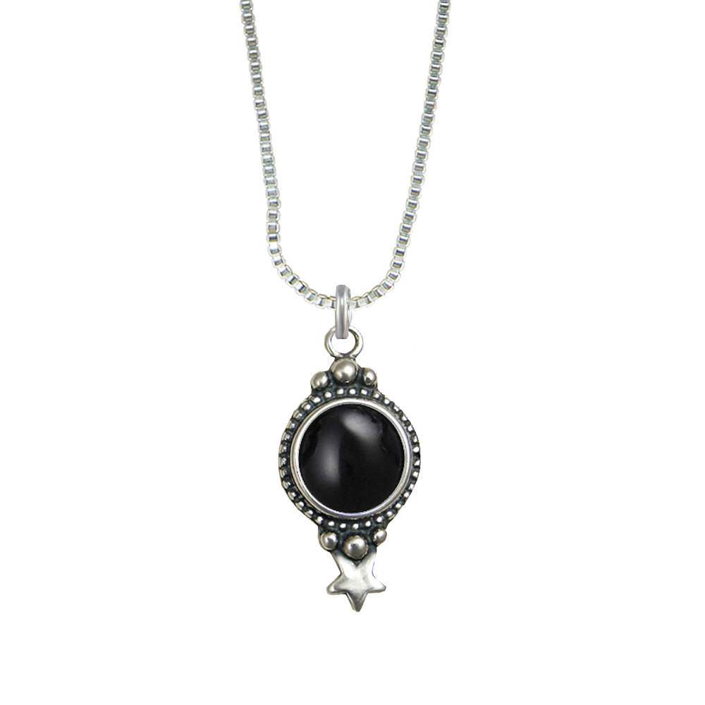 Sterling Silver Gemstone Necklace With Black Onyx